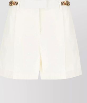 Burberry cotton shorts pleated front decorative belt