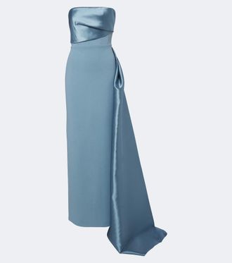 Solace London Kinsley draped satin-trimmed bustier gown