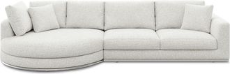 Castlery Hamilton Round Chaise Sectional Sofa Left Facing Customized, Performance Boucle Light Grey, Spill Resistant, Removable Covers for Sofas, Castlery