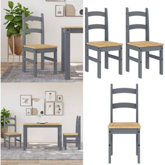 vidaXL Sedie da Pranzo 2 pz Grigie 40x46x99 cm Legno Massello di Pino - Sedie da pranzo in pino - Sedie da pranzo in legno massello