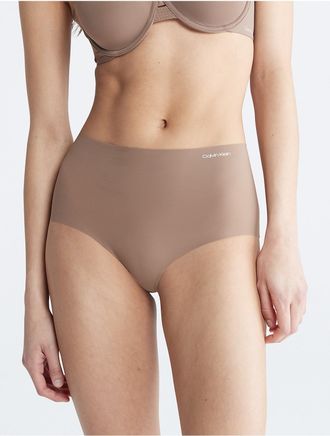 Calvin Klein Womens Invisibles High Rise Brief - Brown - XS