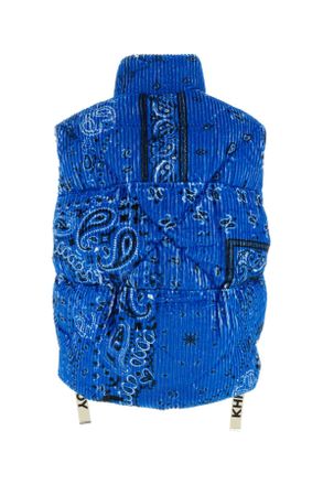 Khrisjoy Mens Printed Corduroy Oversize Sleeveless Down Jacket Sky Piumini