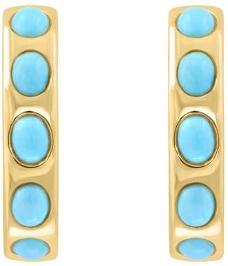 Effy 925 Gold Plated Silver Bezel Set Turquoise Hoop Earrings in Sterling Silvergold Plated at Nordstrom