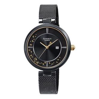 Casio SHEEN Waterproof Sapphire Crystal Solar Powered Quartz Black Analog SHS-C100BM-1AUPFJ