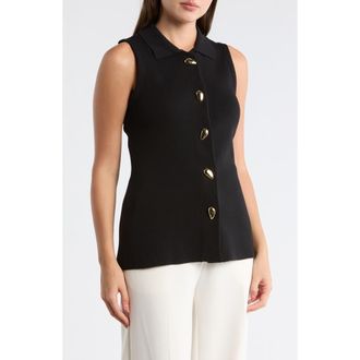 Adrianna Papell Teardrop Button Sweater Vest in Black at Nordstrom Rack, Size Small