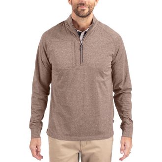 Cutter & Buck Adapt Heather Quarter Zip Pullover in Texas Orange Heather at Nordstrom, Size Xxx-Large