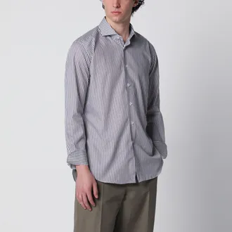Xacus Camicia Travel a righe bianca/marrone