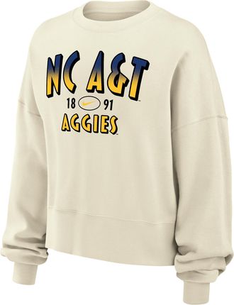 Nike Womens College (North Carolina A&T University) Phoenix Fleece Crewneck Sweatshirt in White | W33302NCAT26-SAI