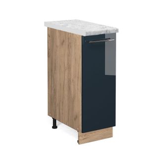 Vicco Armario De Farmacia Fame-line, Azul Oscuro Alto Brillo, 30 Cm, Et M&aacute;rmol Vicco