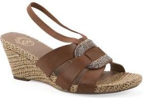 White Mountain Atavi Wedge Espadrille Sandal in Dark Tan/Smooth at Nordstrom Rack, Size 6.5