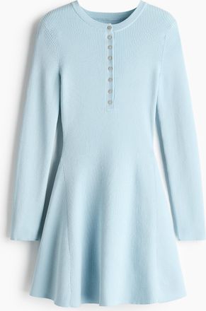 H&M Ausgestelltes Kleid aus Rippstrick - Blue