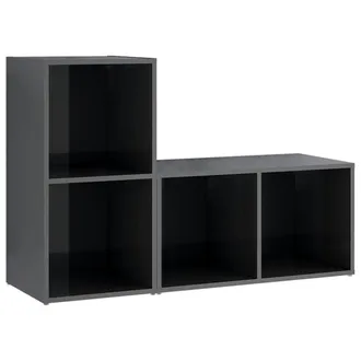 vidaXL Vidaxl - Mobili Tv 2 Pz Grigio Lucido 72x35x36,5 Cm In Legno Multistrato