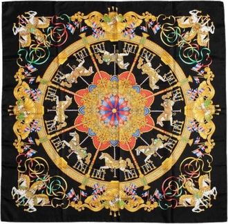 Herm&egrave;s Pre-owned Lunapark Zijden Sjaal - Dames - Vintage Accessoires - Veelkleurig - ONE Size - Leer - Vintage