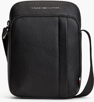 Tommy Hilfiger Mens Pebbled Mini Reporter Bag - Black
