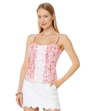 Lilly Pulitzer Shelli Top Women Mizner Red Seaside Harbour Sleeveless DDR2187