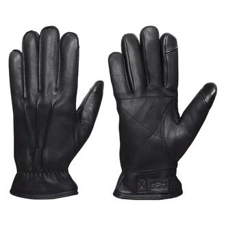 UGG Mens M 3 Point Leather Glove, Black, L