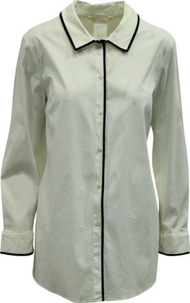 Max Mara S Max Mara Button-Down Shirt with Piping in White Cotton