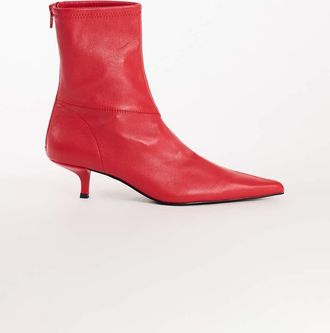 Topshop Palmer stivaletti alla caviglia in vera pelle con tacchetto in rosso