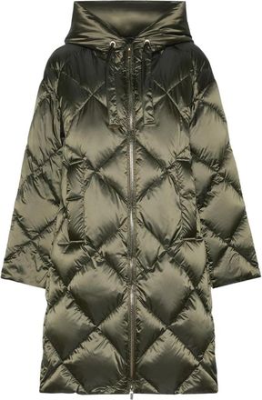 Max Mara Midi Pufferjack met capuchon - Dames - Dons jassen - Groen - L - Jassen