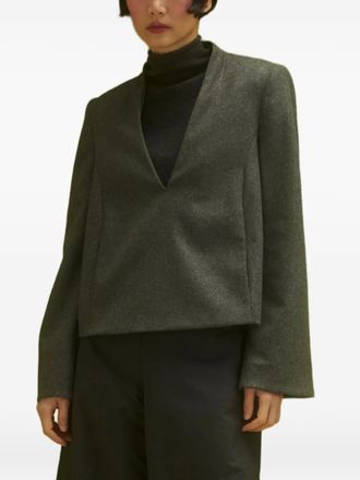 Annette G&ouml;rtz v-neck blouse - women - Viscose/Polyester/Virgin Wool - 40 - Grey