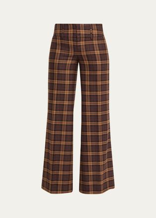 Alice & Olivia Olivia Plaid Low-Rise Wide-Leg Pants