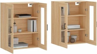 Berkfield Home Wall Mounted Cabinets 2 pcs Sonoma Oak Engineered Wood in Light Tan