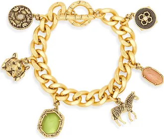 Kendra Scott Raina Charm Bracelet in Gold Multi Mix at Nordstrom, Size Small