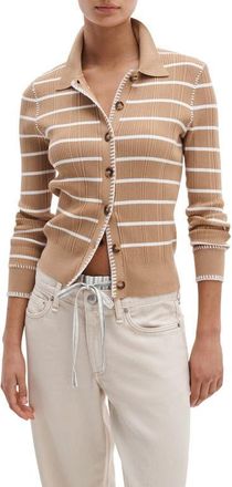 Rag & Bone Harper Stripe Cardigan in Camel at Nordstrom, Size Xx-Small
