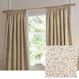 Voyage Maison Cervino Jacquard Pencil Pleat Curtain Pair in Green | Size: 229 cm width x 229 cm drop