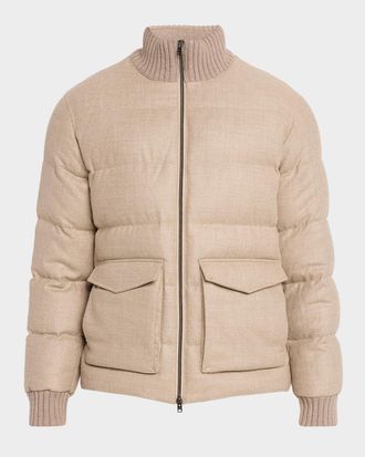 Herno Men & apos;s Wool Tweed Quilted Bomber Jacket