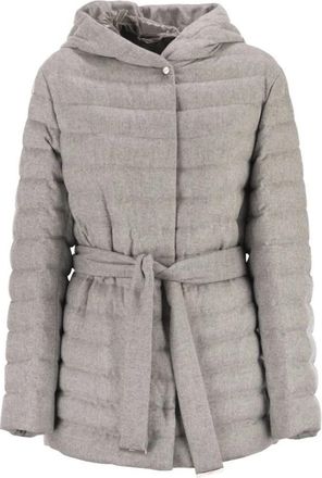 Herno Silk and Cashmere Down Jacket - Dames - Gewatteerde jassen - Grijs - XL - Jassen