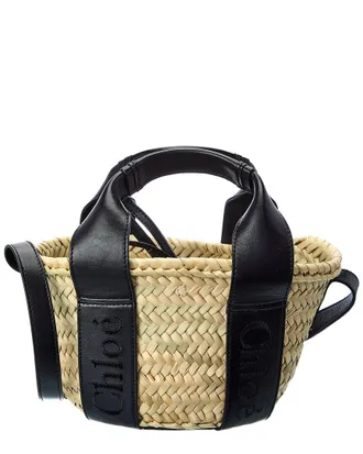Chlo&eacute; Sense Small Raffia & Leather Basket Tote