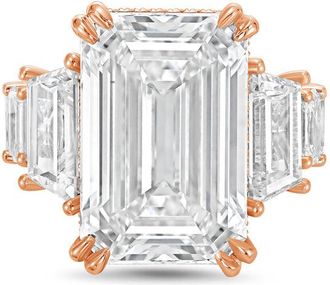 Diana M. Jewels 18kt Rose gold Lab grown 15ct Emerald Cut Diamond hidden halo fashion ring