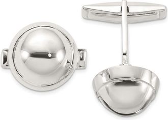 Diamond2Deal Sterling Silver Polished Round Domed Cuff Links