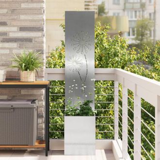 vidaXL Macetero De Jard&iacute;n Con Panel Decorativo Plata 32 X 140 Cm Vidaxl
