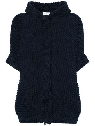 Brunello Cucinelli Grofgebreid vest met capuchon - Blauw
