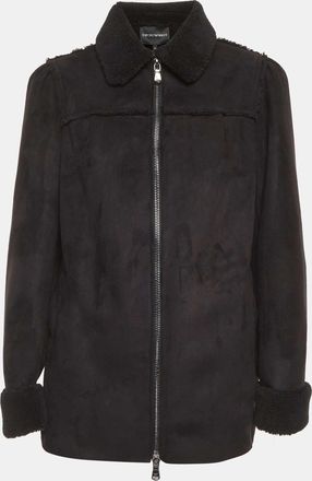 Emporio Armani Black Fleece Suede Zip Up Jacket