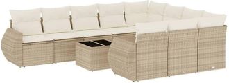 vidaXL Set De Sof&aacute;s De Jard&iacute;n 11pzas Con Cojines Rat&aacute;n Sint&eacute;tico Beige Vidaxl