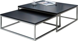 Global Interiors 2er-Set Couchtisch New Elements- Schwarz/Silber