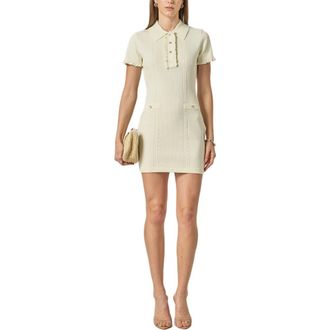 English Factory Ruffle Placket Mini Sweater Dress in Cream at Nordstrom, Size X-Small