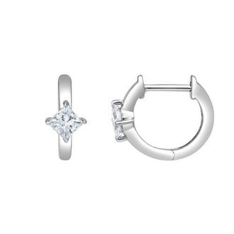 LuvMyJewelry Princess Charm 14K Gold Lab Grown Diamond Huggies -1.00 ct in 14K White Gold at Nordstrom