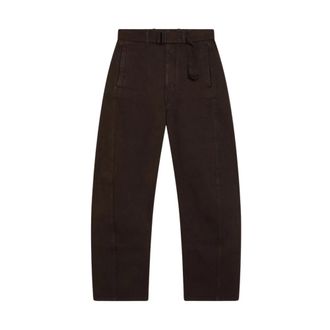 Christophe Lemaire Pantalones de Talle Alto con Cintur&oacute;n Retorcido - Jeans - Mujer - Marr&oacute;n - S