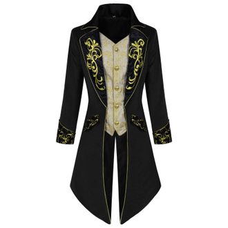 Generic Mens Steampunk Jacket, Gothic Coat, Mens Midi, Trendy Medieval Black Tailcoat, Embroidery, Victorian Frock Coat, Tuxedo Theatre Performance, Pirate Cl
