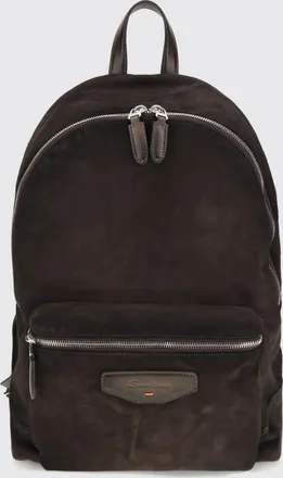 Santoni Zaino in pelle di vitello scamosciata con tasca frontale