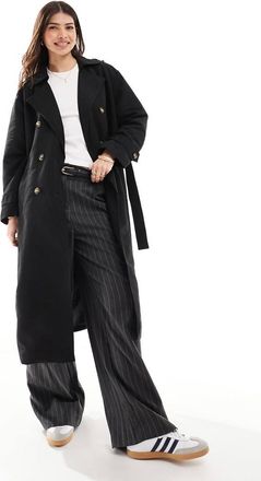 Vero Moda longline belted trench coat in black
