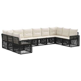 vidaXL Conjunto De Sof&aacute;s De Jard&iacute;n 10 Pcs Negro Y Blanco Crema Vidaxl