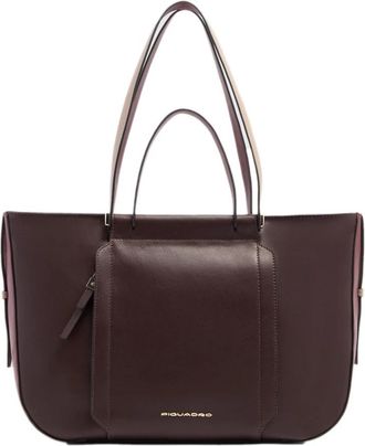 Piquadro Leren Laptop Tote 14 met RFID-bescherming - Dames - Shoppers - Rood - ONE Size - Leer - Tassen