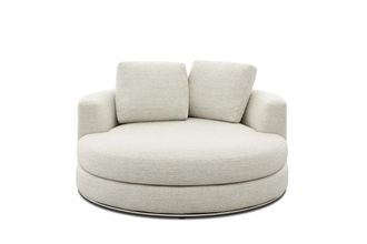 Castlery Hamilton Swivel Armchair 51.2 Customized, Performance Classic Twill Cream, Spill Resistant, 360-&deg; Swivel for Castlery Chairs, Ergonomic, Comfortable