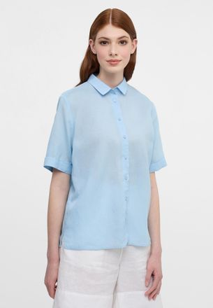 Eterna Hemdbluse ETERNA LOOSE FIT, Damen, Gr. 50, blau (hellblau), 38% Leinen, 62% Lyocell, Blusen Hemdbluse