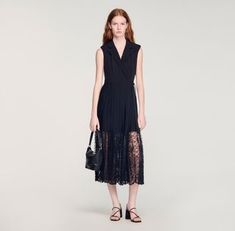 Sandro Lace collar maxi dress